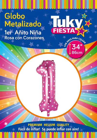 Número 1 Rosa Con Corazones