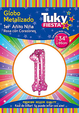 Número 1 Rosa Con Corazones - 1