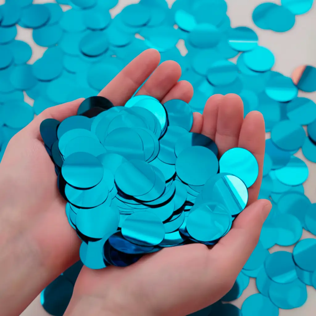 Confetti Metalizado Redondo Celeste