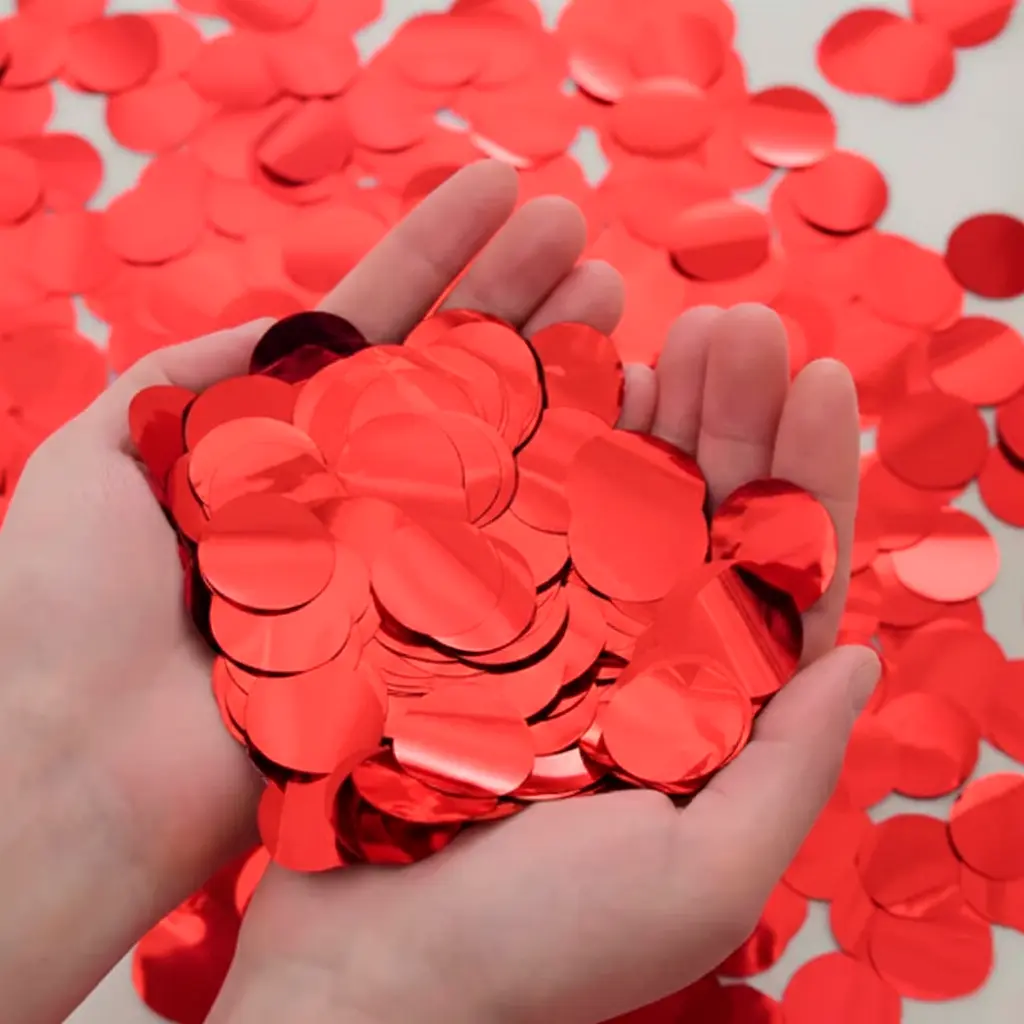 Confetti Metalizado Redondo Rojo