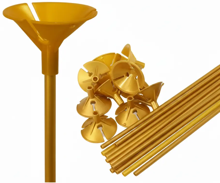 Palitos Porta Globos Oro (Bulto x 10 Pack)
