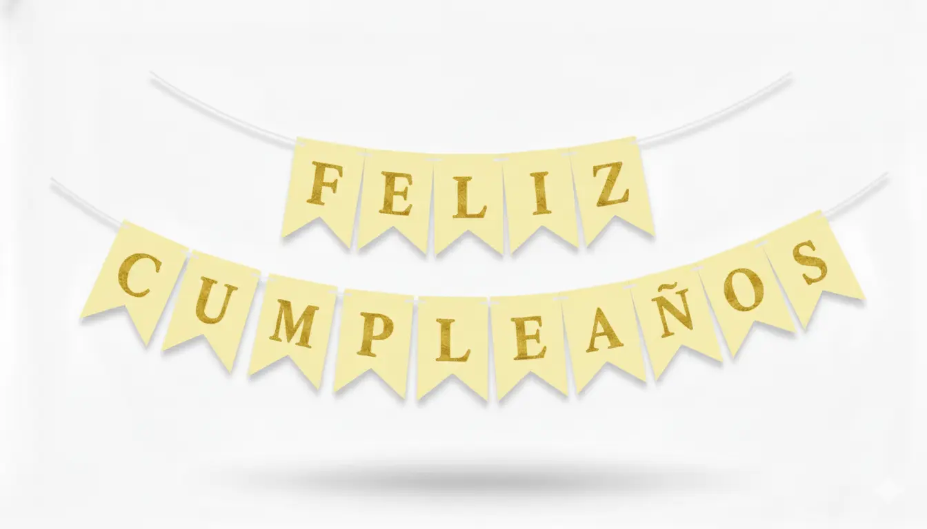 Banderin Feliz Cumpleaños Amarillo con Oro