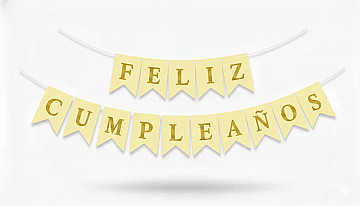 Banderin Feliz Cumpleaños Amarillo con Oro - 1