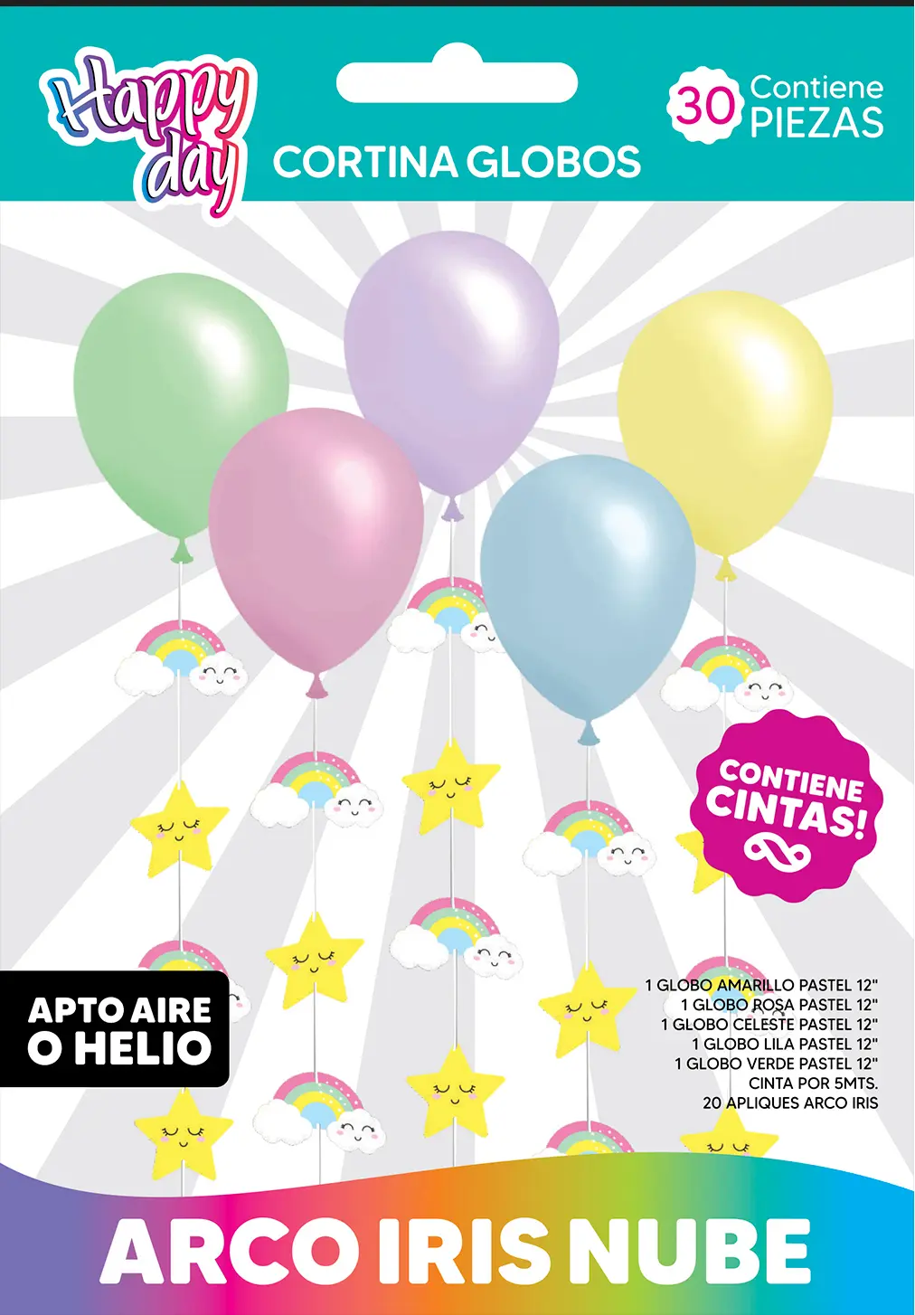 Cortina De Globos Arco Iris Nube