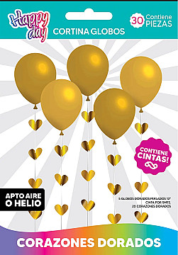 Cortina De Globos Corazones Oro - 1