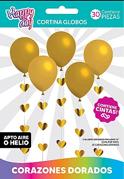 Cortina De Globos Corazones Oro - 1