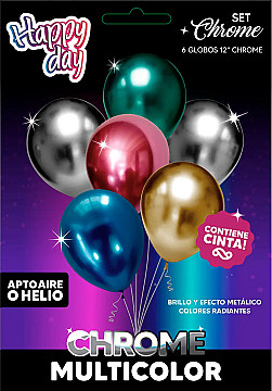 Set De Globos Chrome Multicolor - 1
