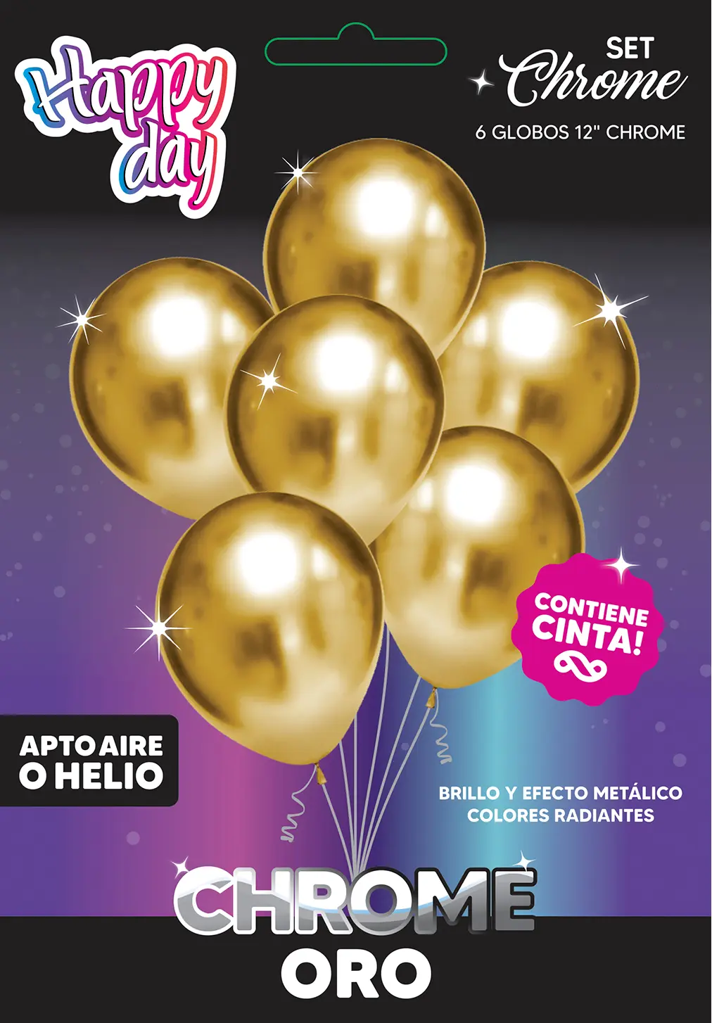 Set De Globos Chrome Oro