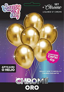 Set De Globos Chrome Oro - 1