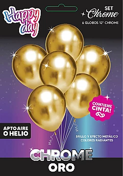 Set De Globos Chrome Oro - 1