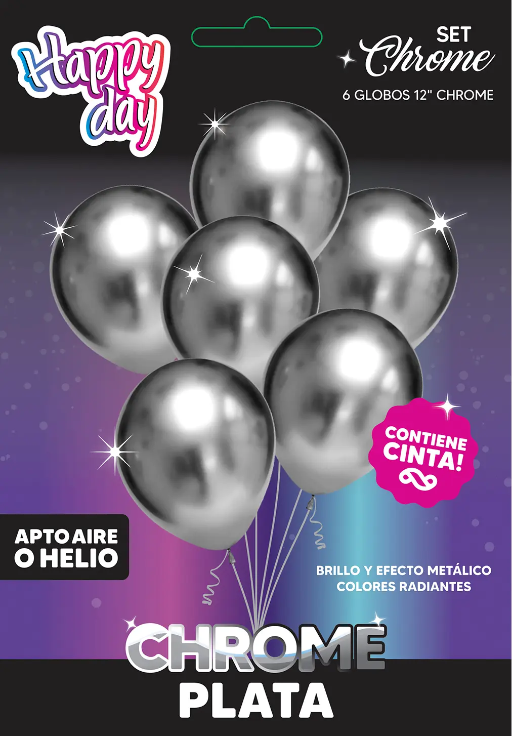Set De Globos Chrome Plata