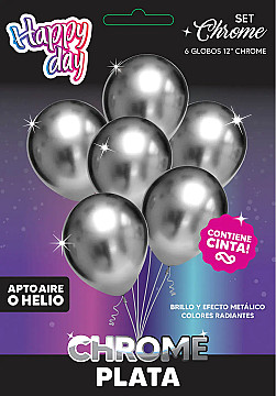 Set De Globos Chrome Plata - 1