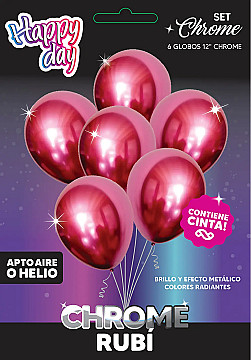Set De Globos Chrome Rubí - 1