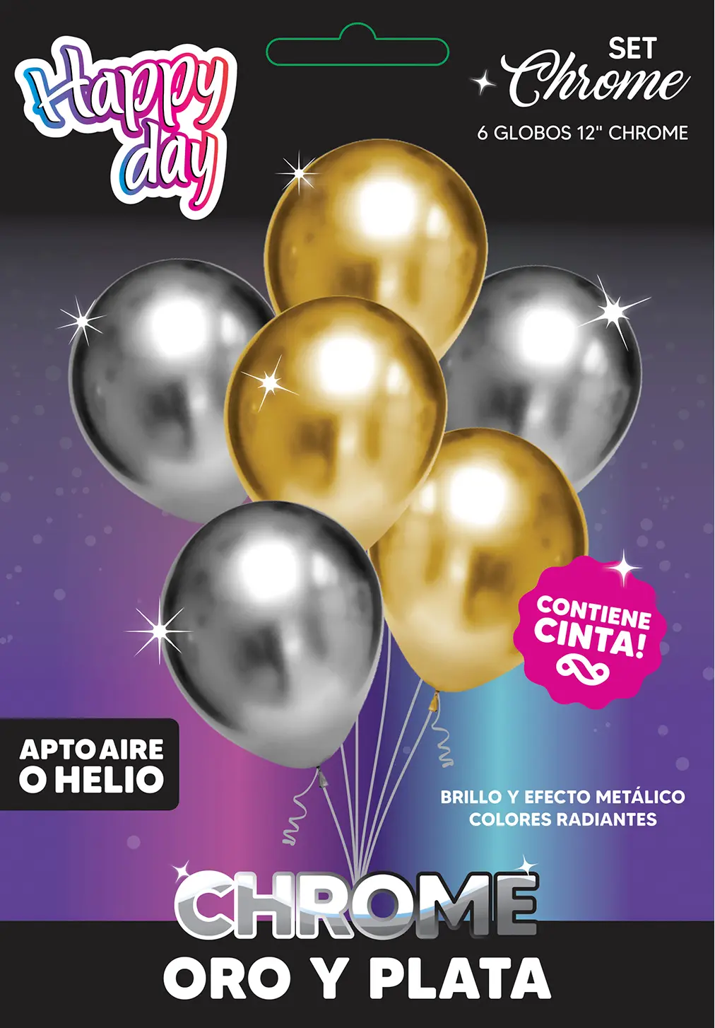 Set De Globos Oro Y Plata