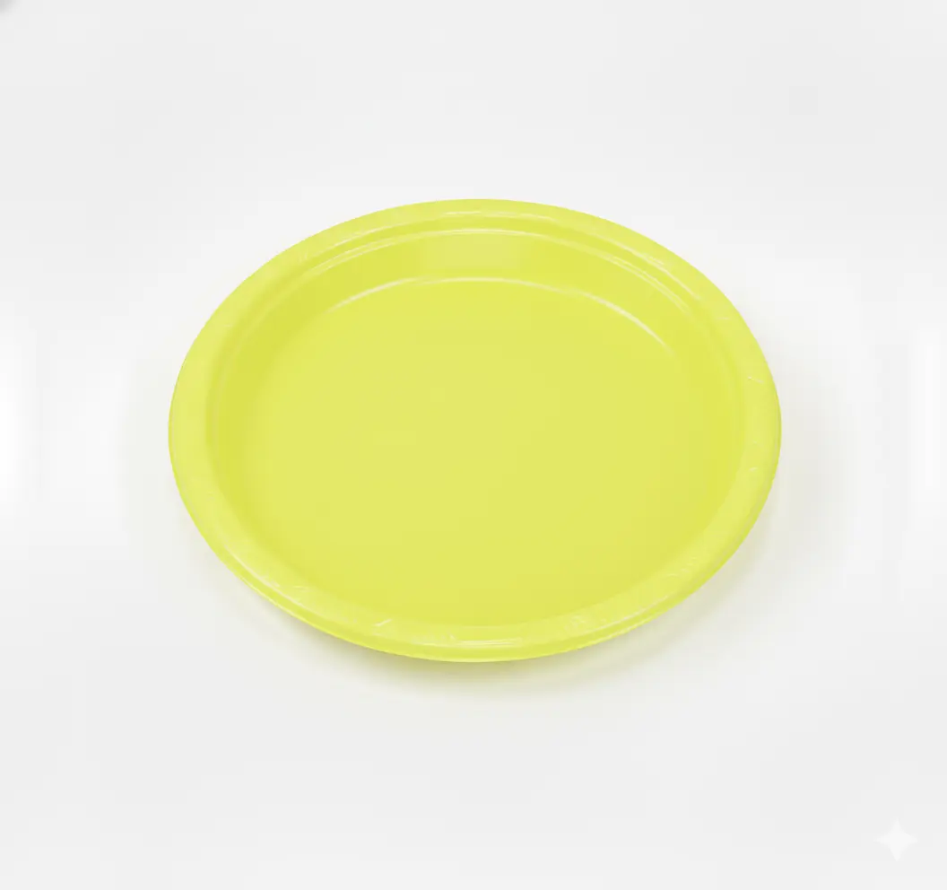 Plato 18 cm x 6 unid Amarillo Fluo (Bulto x 18 Pack)