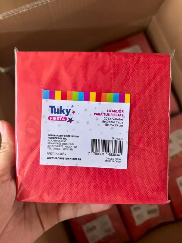 Servilleta Doble Hoja 25x25 cm Roja (Bulto x 30 Pack)