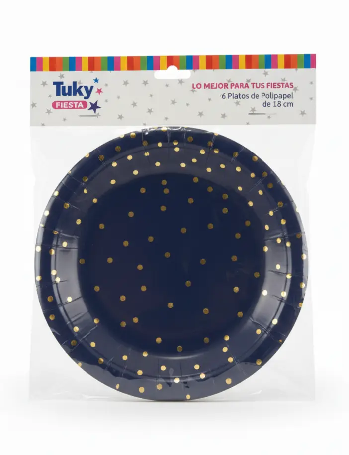 Platos 18 cm Polipapel Azul (Bulto x 24 Pack)