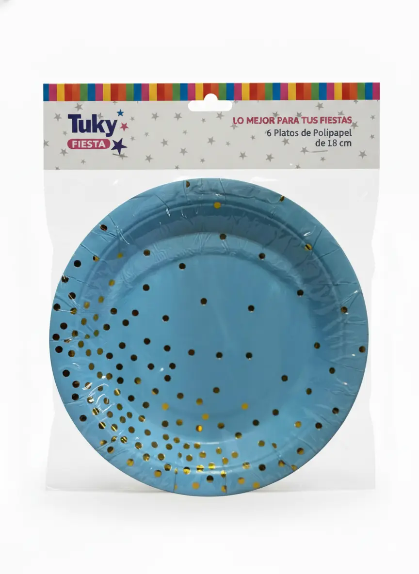 Platos 18 cm Polipapel Celeste (Bulto x 24 Pack)