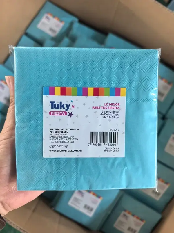 Servilleta Doble Hoja 25x25 cm Celeste (Bulto x 30 Pack)