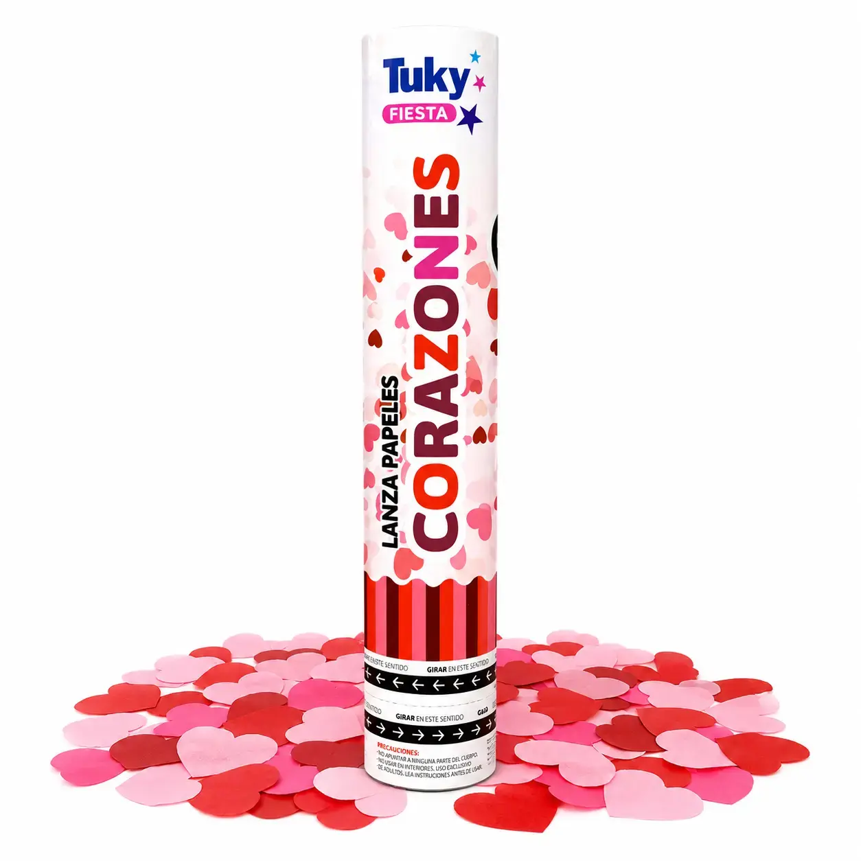 Cañon Lanza Papel 30 Cm Corazones Rojo