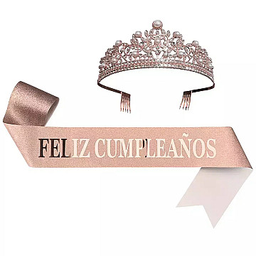 Banda Glitter Feliz Cumple con Corona - 2