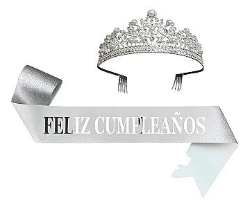 Banda Glitter Feliz Cumple con Corona - 4