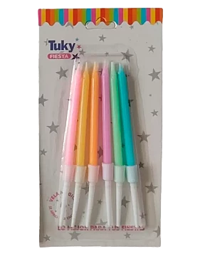Vela Larga Finita Pastel (Bulto x 24 Blister) - 1