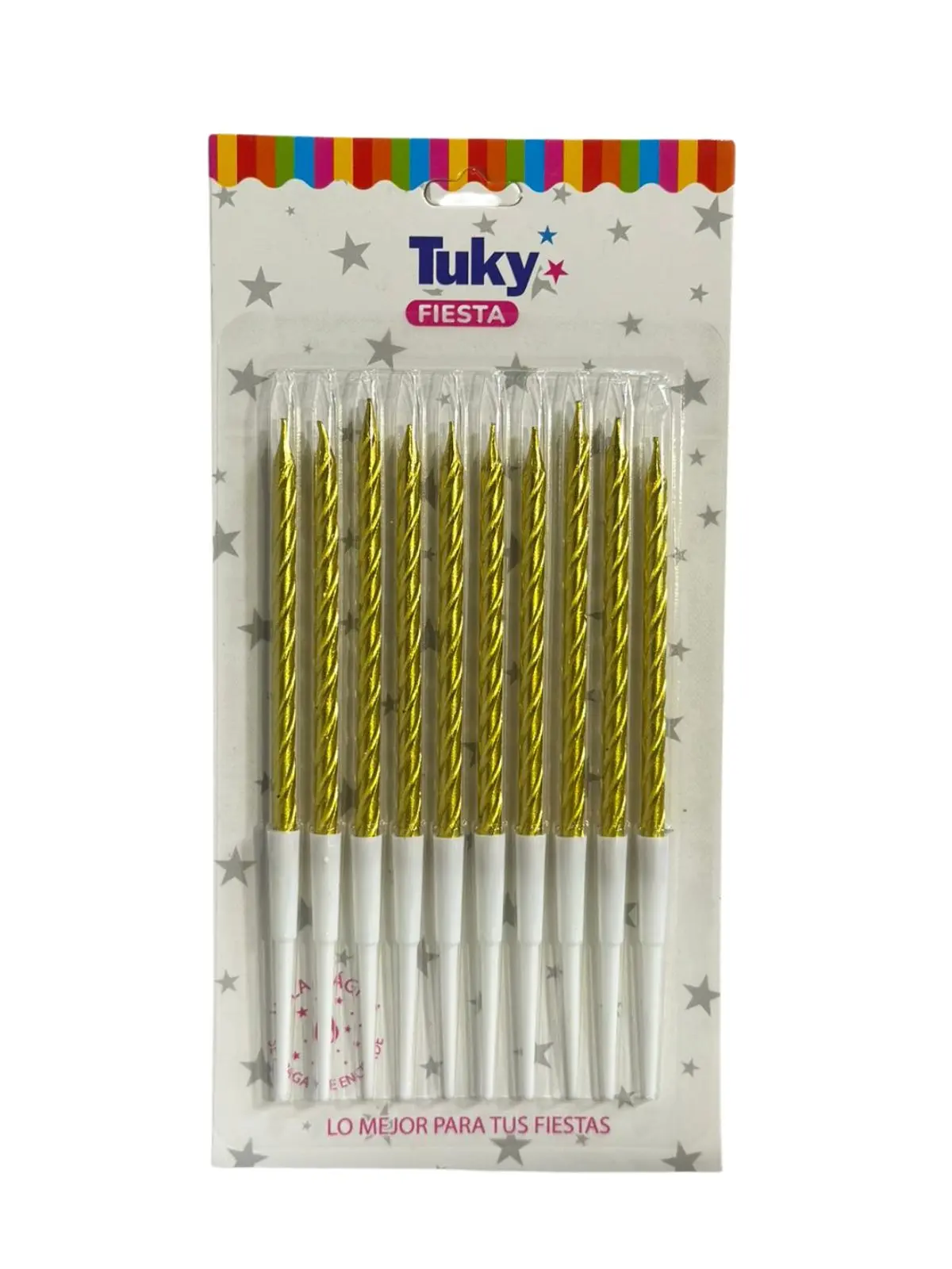 Vela Metalizada Torneada Oro (Bulto x 24 Blister)