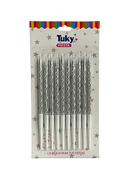 Vela Metalizada Torneada Plata (Bulto x 24 Blister) - 1