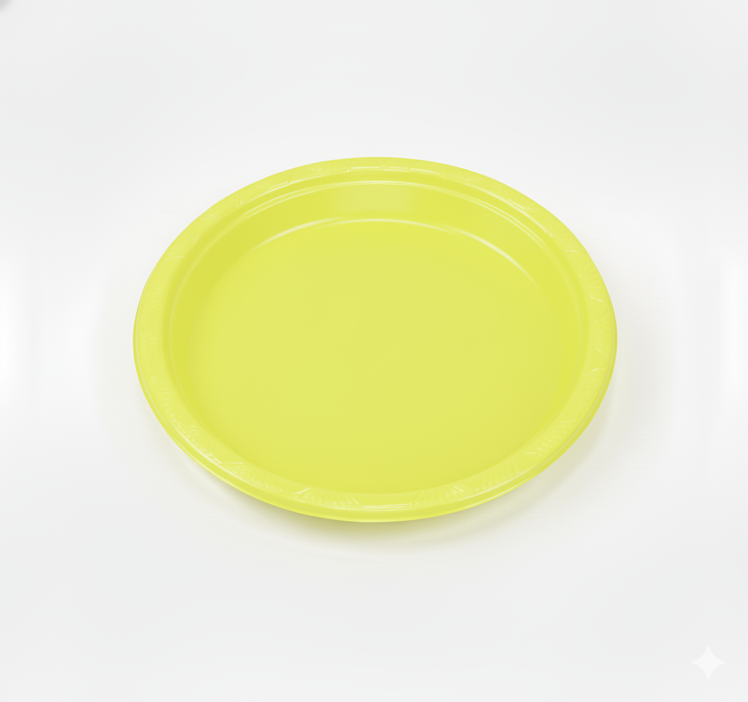 Plato 18 cm x 6 unid Amarillo Neon