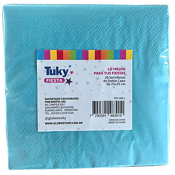 Servilleta Doble Hoja 25x25 cm Celeste (Bulto x 30 Pack) - 2