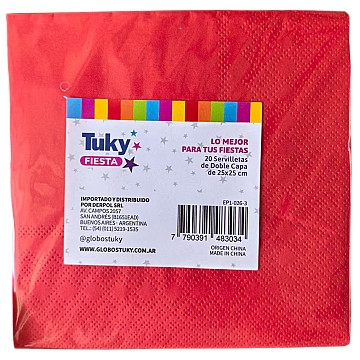 Servilleta Doble Hoja 25x25 cm Roja (Bulto x 30 Pack) - 2