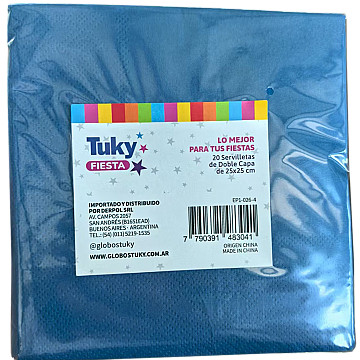 Servilleta Doble Hoja 25x25 cm Azul (Bulto x 30 Pack) - 2