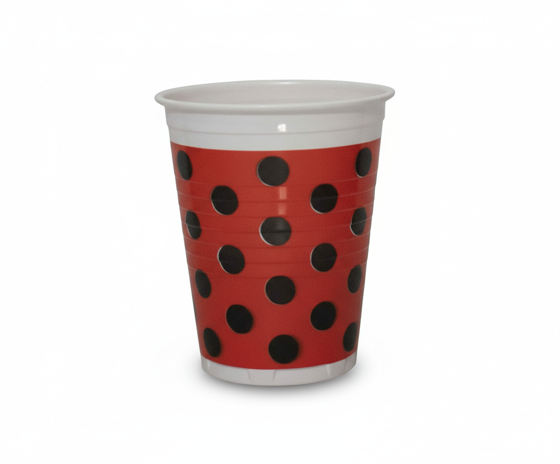 Vasos Rojos Con Lunares
