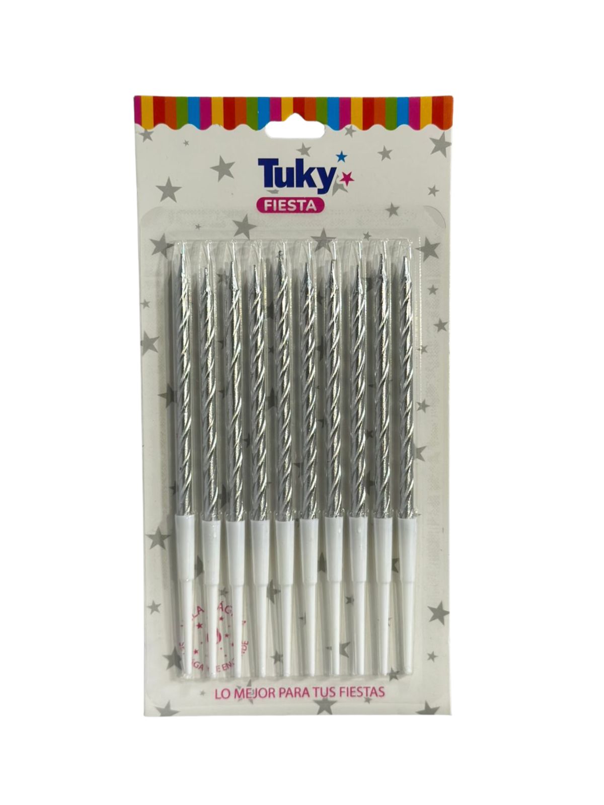 Vela Metalizada Torneada Plata