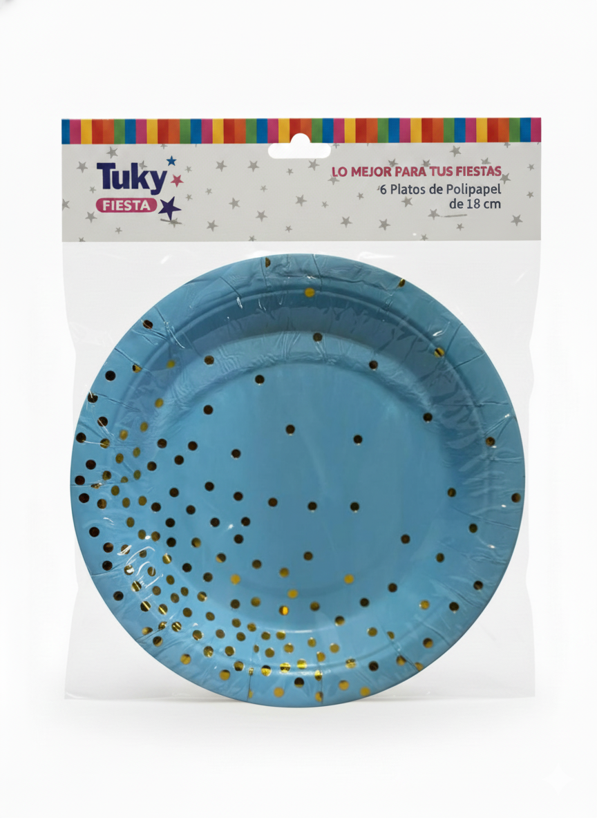 Platos 18 cm Polipapel Celeste (Bulto x 24 Pack)