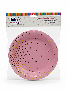 Platos 18 cm Polipapel Rosa - 1