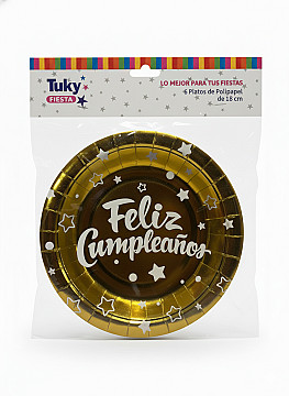 Platos 18 cm Polipapel Dorado - 1