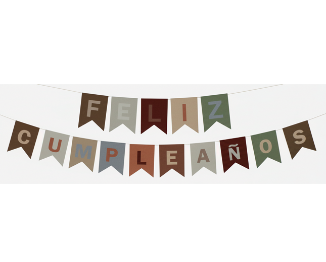 Banderin Feliz Cumpleaños Multicolor Vintage