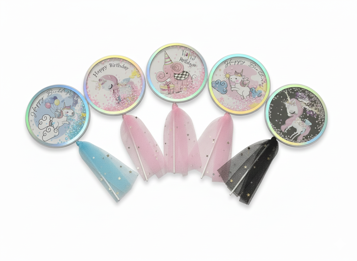 Topper para Torta "Feliz Cumpleaños" (Bulto x 24 Blister)