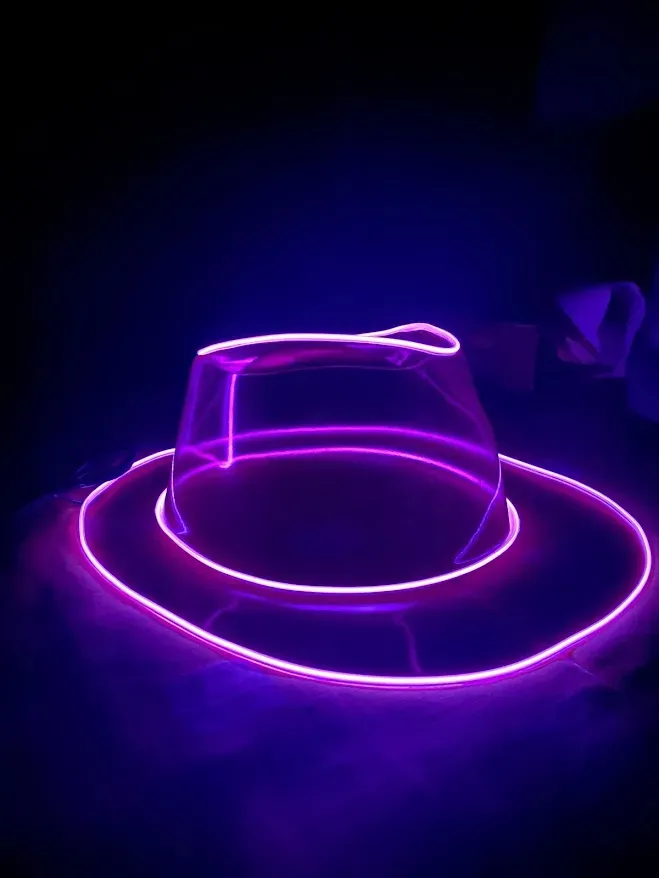 Sombrero Cowboy Vaquero Plastico con Luz Led