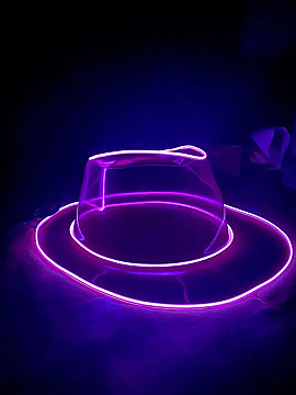 Sombrero Cowboy Vaquero Plastico con Luz Led - 1