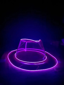 Sombrero Cowboy Vaquero Plastico con Luz Led - 2