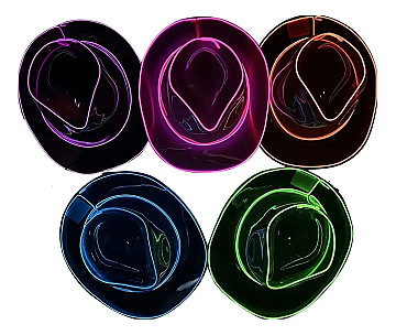 Sombrero Cowboy Vaquero Plastico con Luz Led - 4