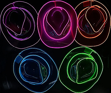 Sombrero Cowboy Vaquero Plastico con Luz Led - 5