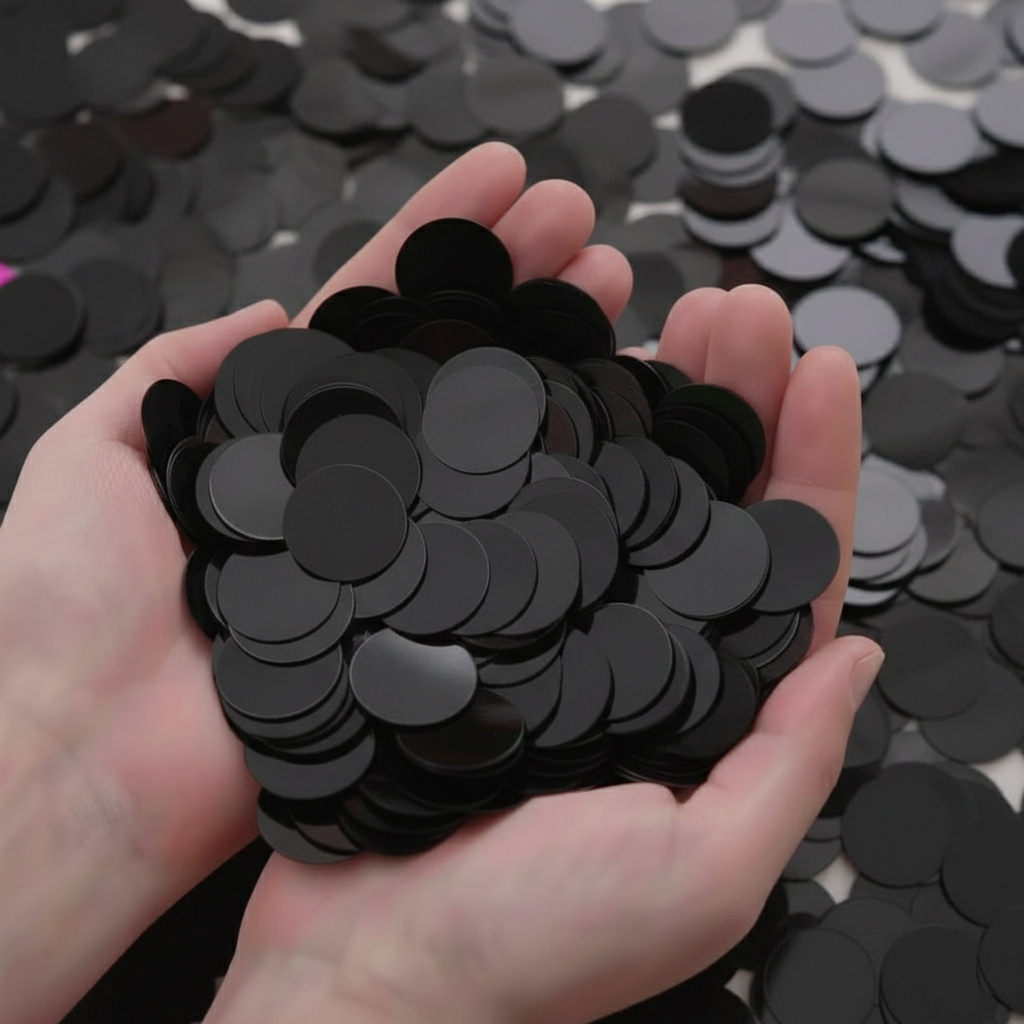 Confetti Metalizado Redondo Negro