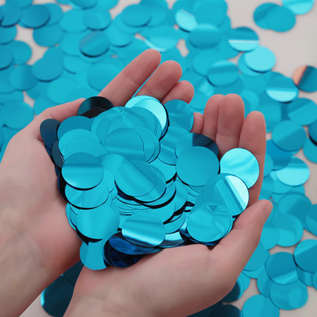 Confetti Metalizado Redondo Celeste
