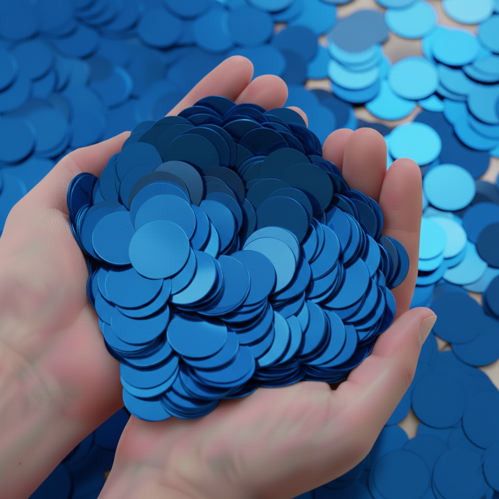 Confetti Metalizado Redondo Azul