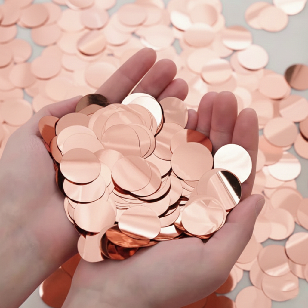 Confetti Metalizado Redondo Rosa Gold