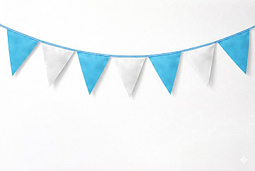 Banderin Celeste y Blanco 2.40 Mts de largo - 2